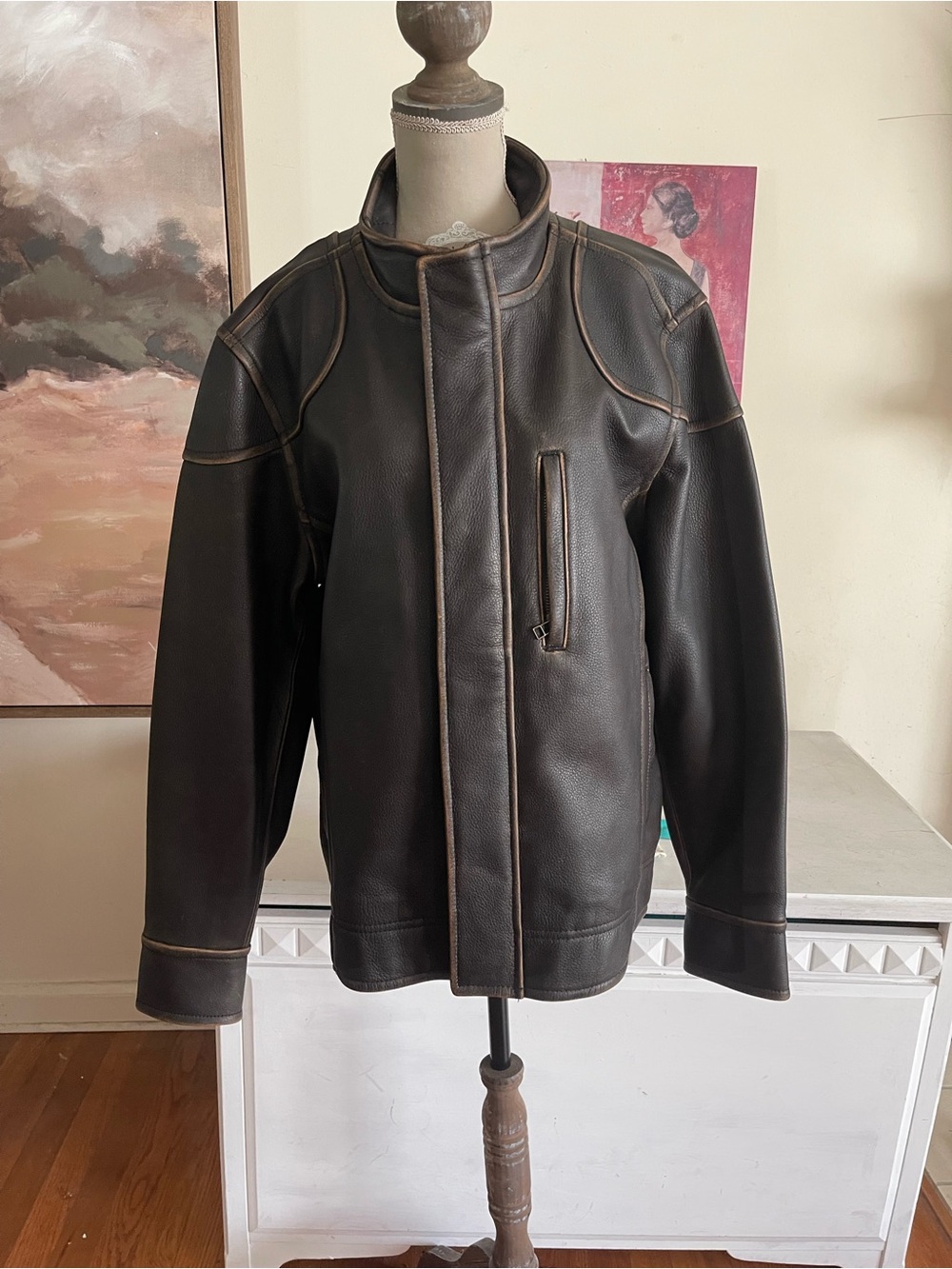 The Territory Ahead Men's Distressed Dark Brown Leather Jacket